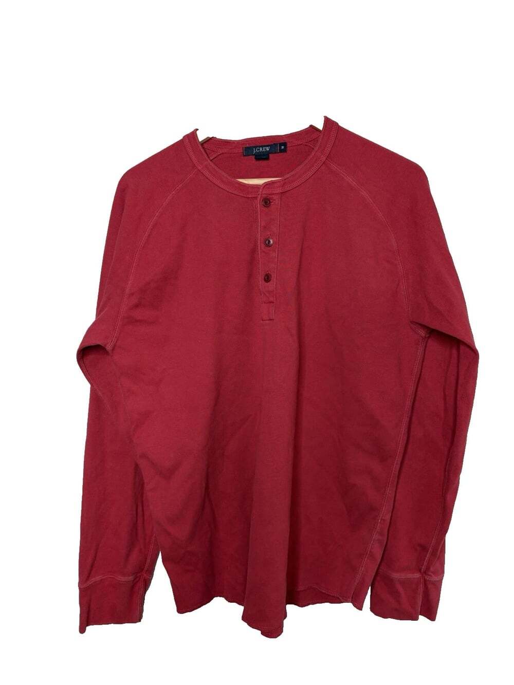 J Crew Henley Shirt Men’s Medium Red Long Sleeve 100% Cotton